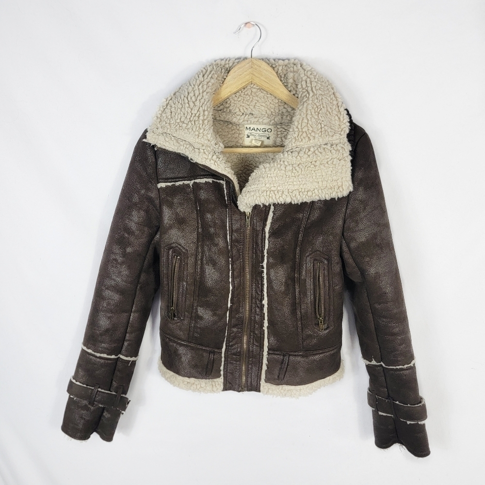 Women's size XS Mango Sherpa Lined bomber jacket